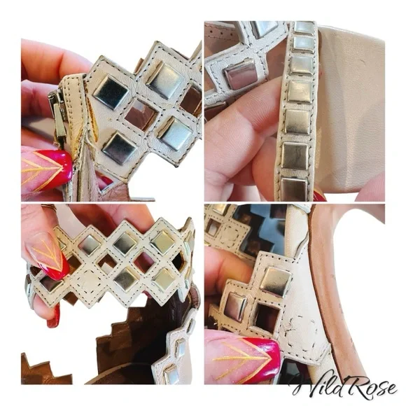 ALAÏA White calfskin LASER CUT stud SANDAL SZ 35.5 - Picture 15 of 17
